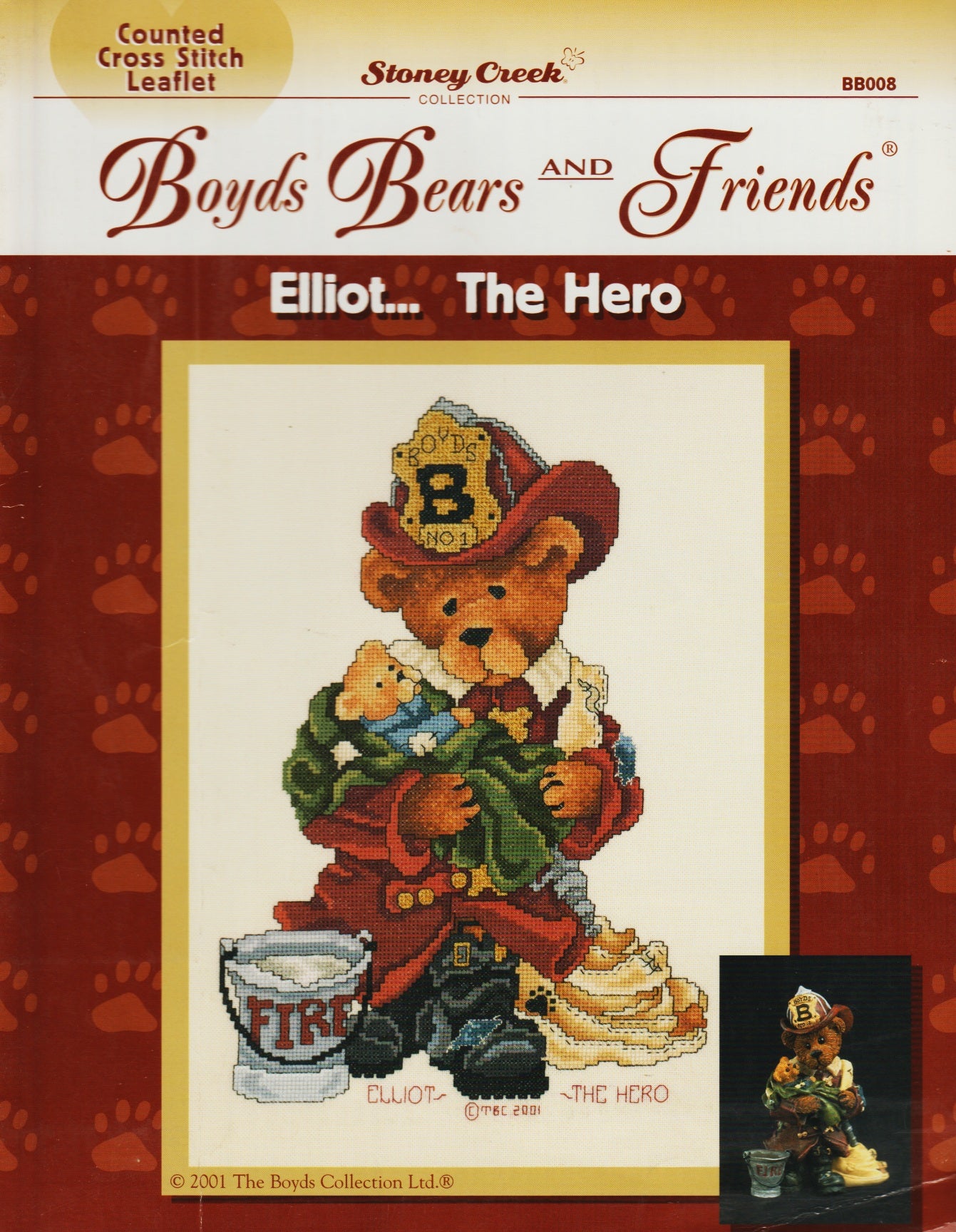 Stoney Creek Boyds Bears Elliot The Hero BB008 cross stitch pattern