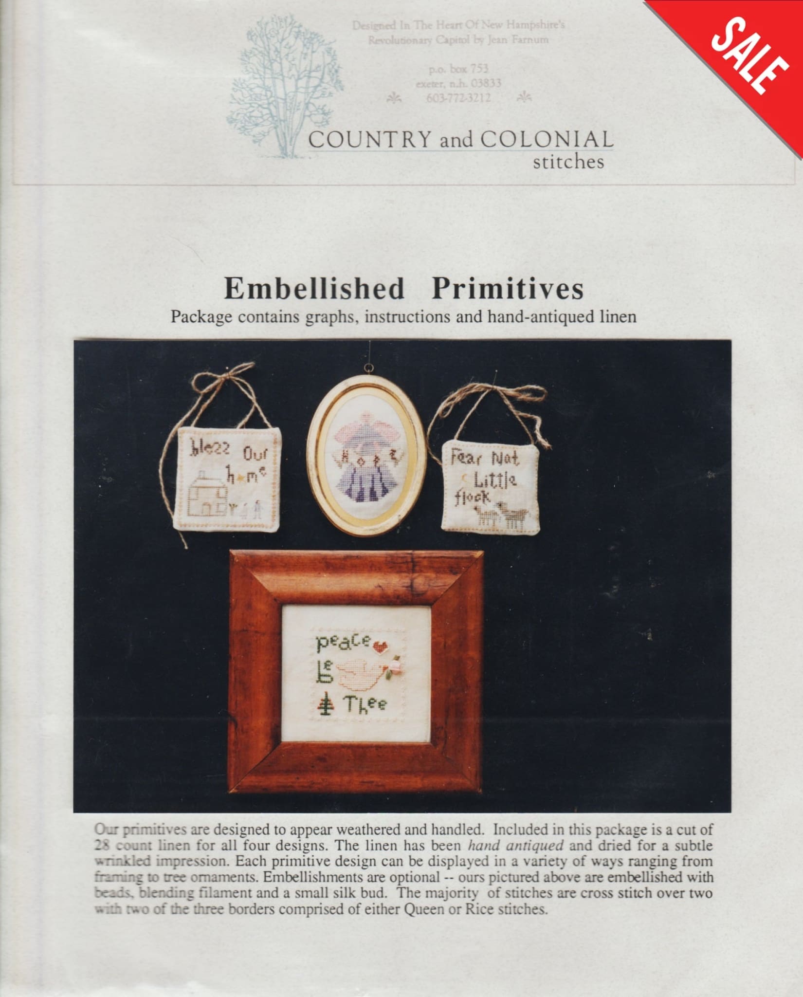 Country and Colonial Stitches Embellished Primitives cross stitch pattern