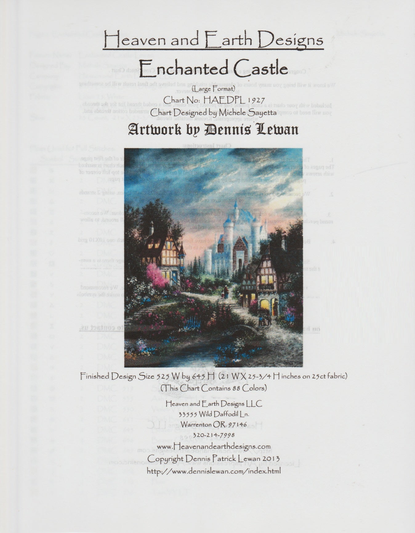 Heaven and Earth Designs Enchanted Castle HAEDPL1927 cross stitch pattern