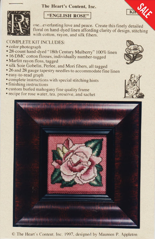 Heart's Content English Rose 42 cross stitch pattern