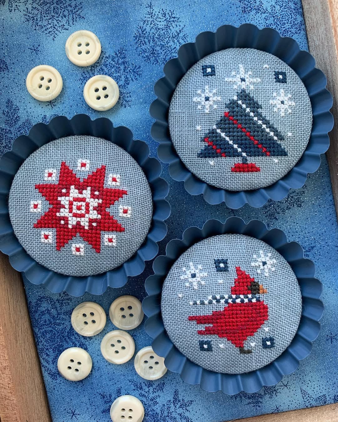 Stitches by Ethel Ethel's Winter Tart Tins cross stitch pattern