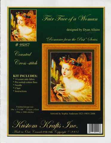 Kustom Krafts Fair Face of a Woman 95057 cross stitch kit