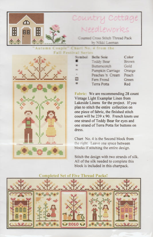 Country Cottage Needleworks Fall Festival #4 - Autumn Couple cross stitch pattern