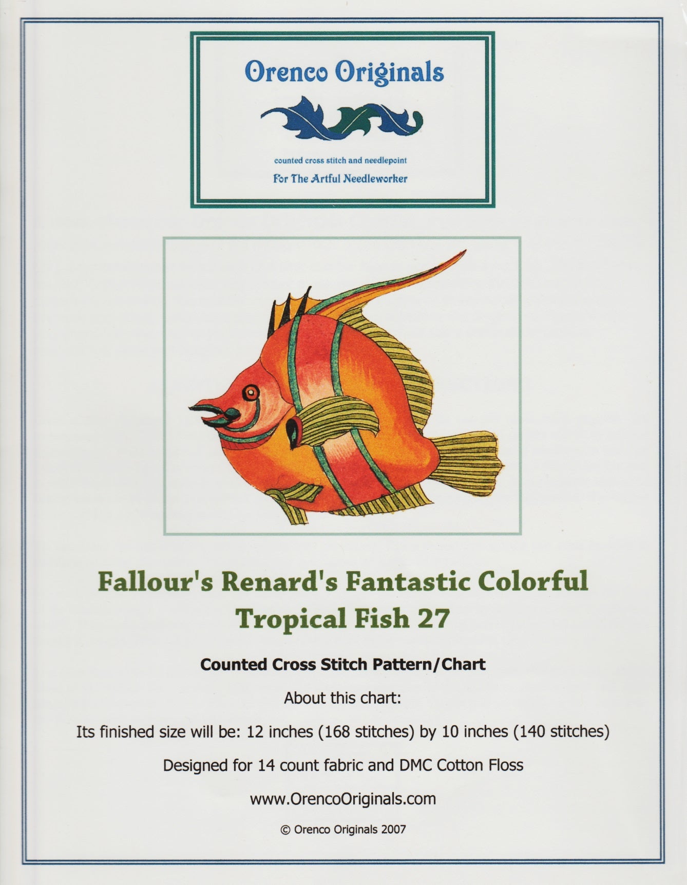 Orenco Fallour's Renard's Fantastic Colorful Tropical Fish 27 cross stitch pattern