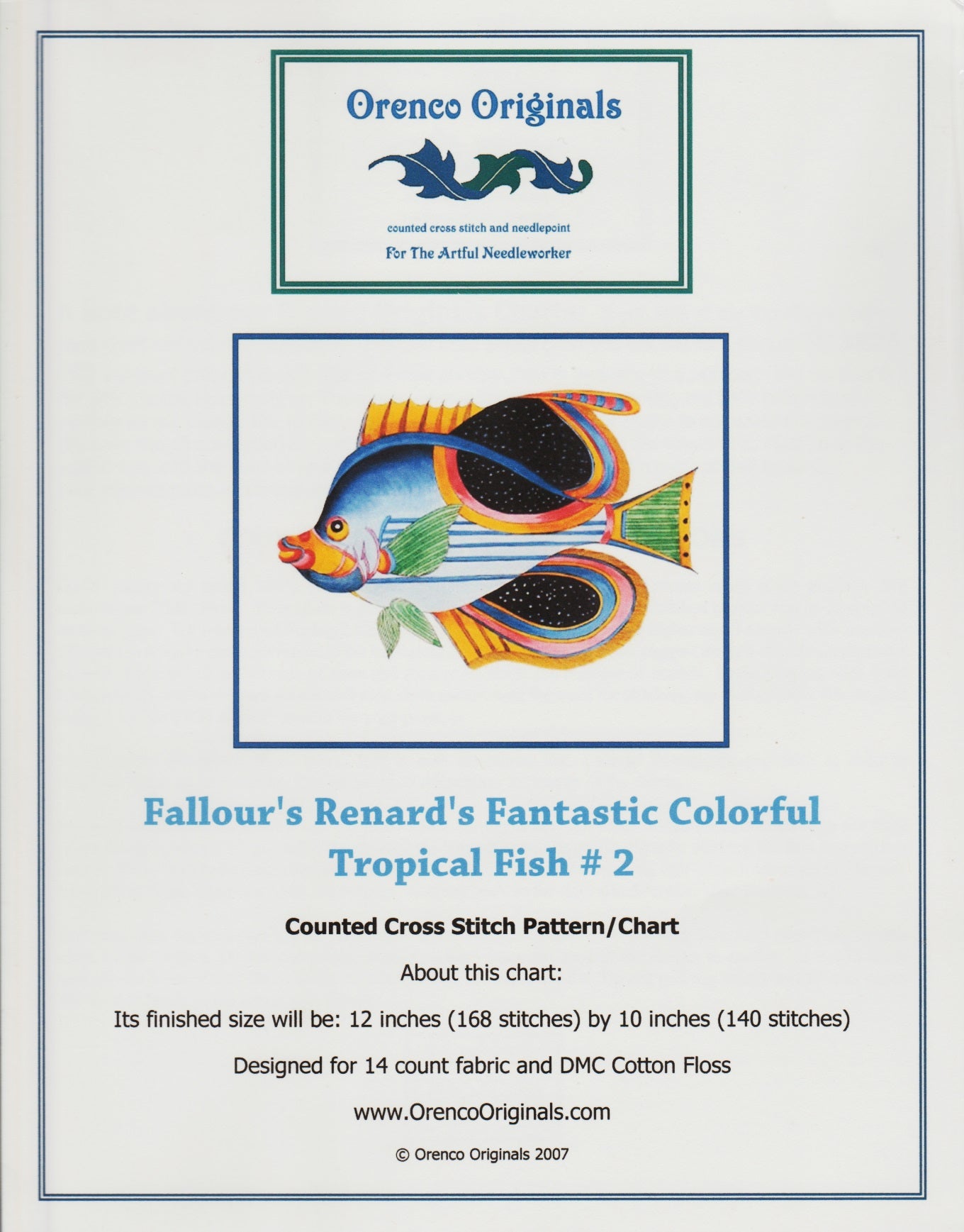 Orenco Fallour's Renard's Fantastic Colorful Tropical Fish 2 cross stitch pattern