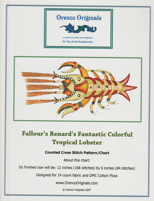 Orenco Fantastic Colorful Tropical Lobster cross stitch pattern