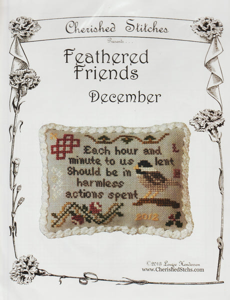 Cherished Stitches Feathered Friends December cross stitch pattern