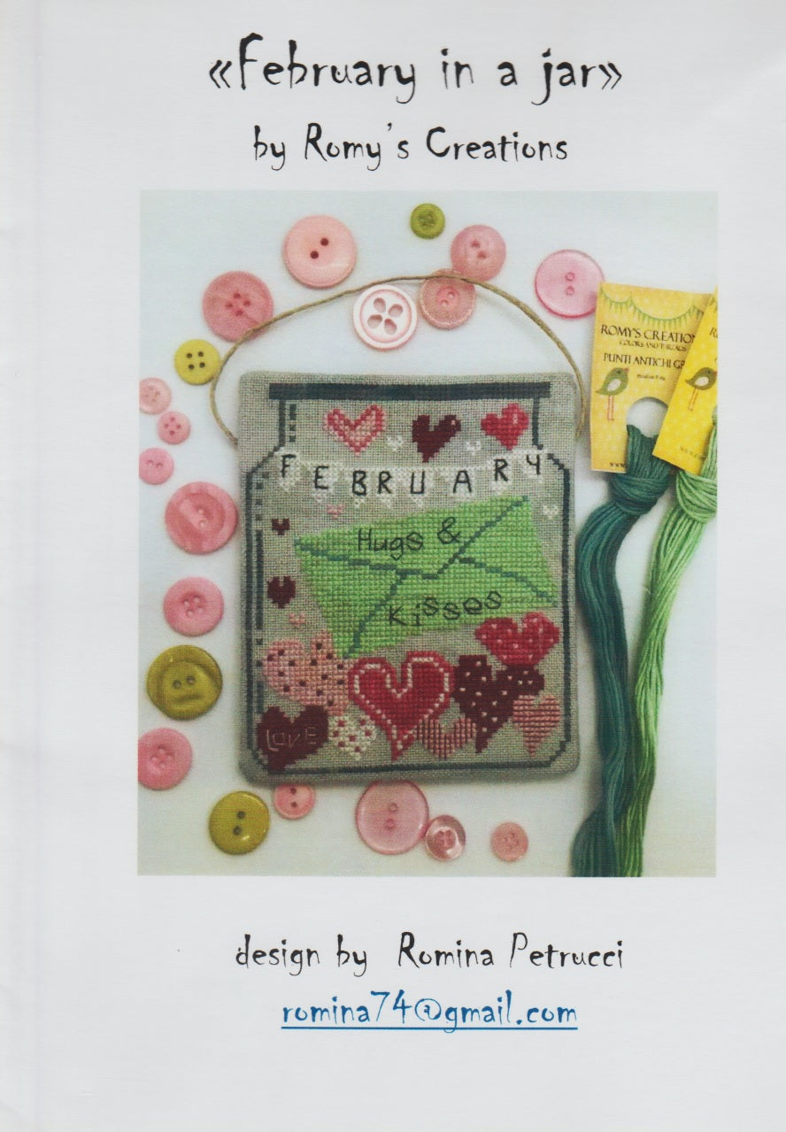 Romy's Creations February In A Jar cross stitch pattern