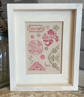 From The Heart February Quaker cross stitch pattern