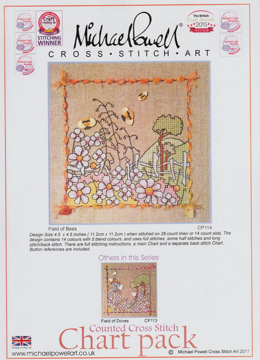 Michael Powell Field of Bees CP114 cross stitch pattern