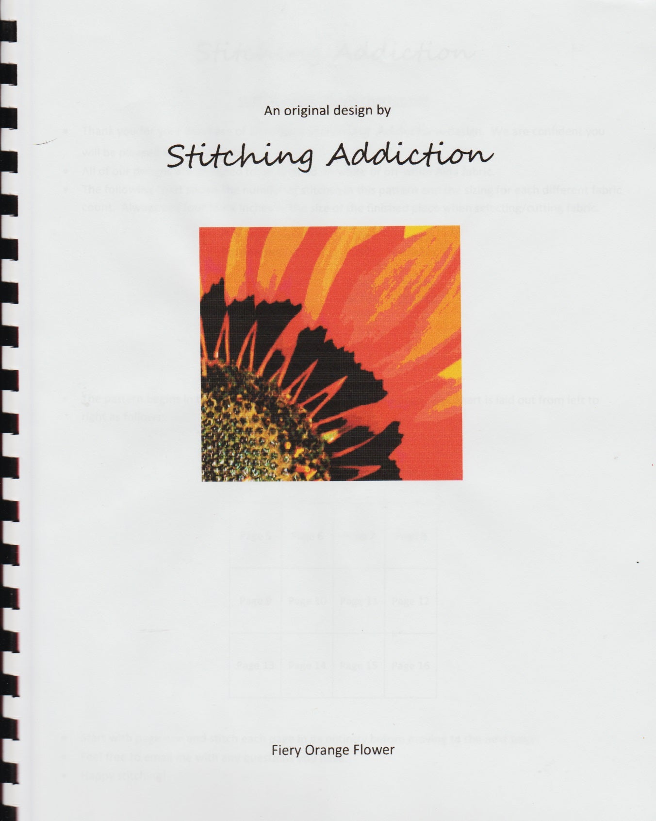 Stitching Addiction Fiery Orange Flower cross stitch pattern