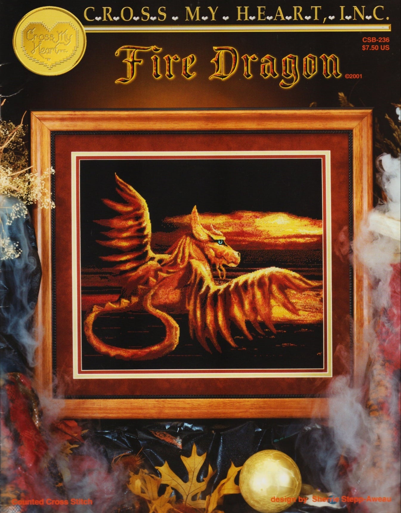 Cross My Heart Fire Dragon CSB-236 cross stitch pattern