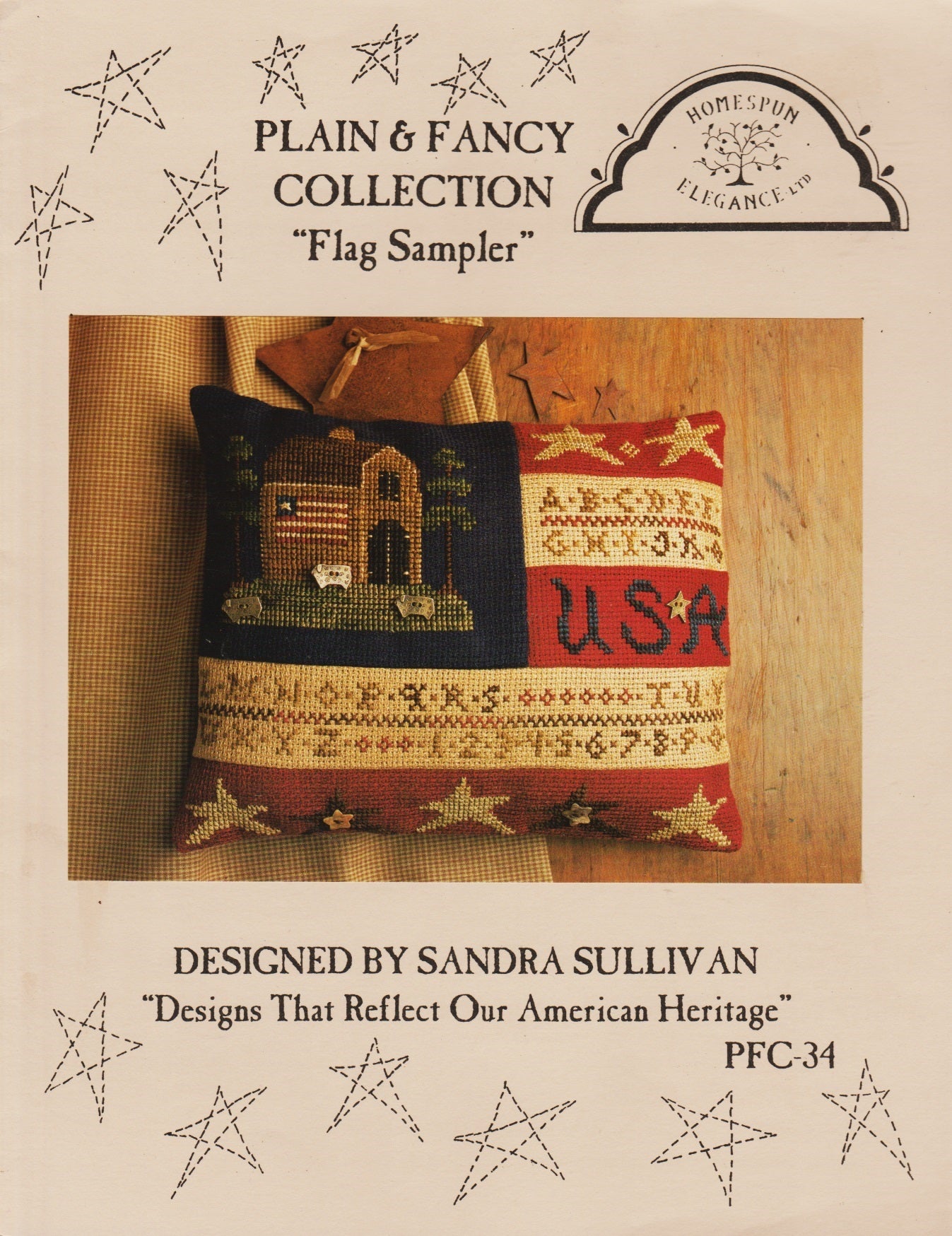 Homespun Elegance Flag Sampler PFC-34 patriotic cross stitch pattern