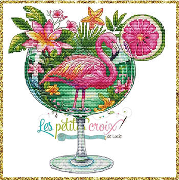 Les Petites croix de lucie Flamingo Cocktail cross stitch pattern