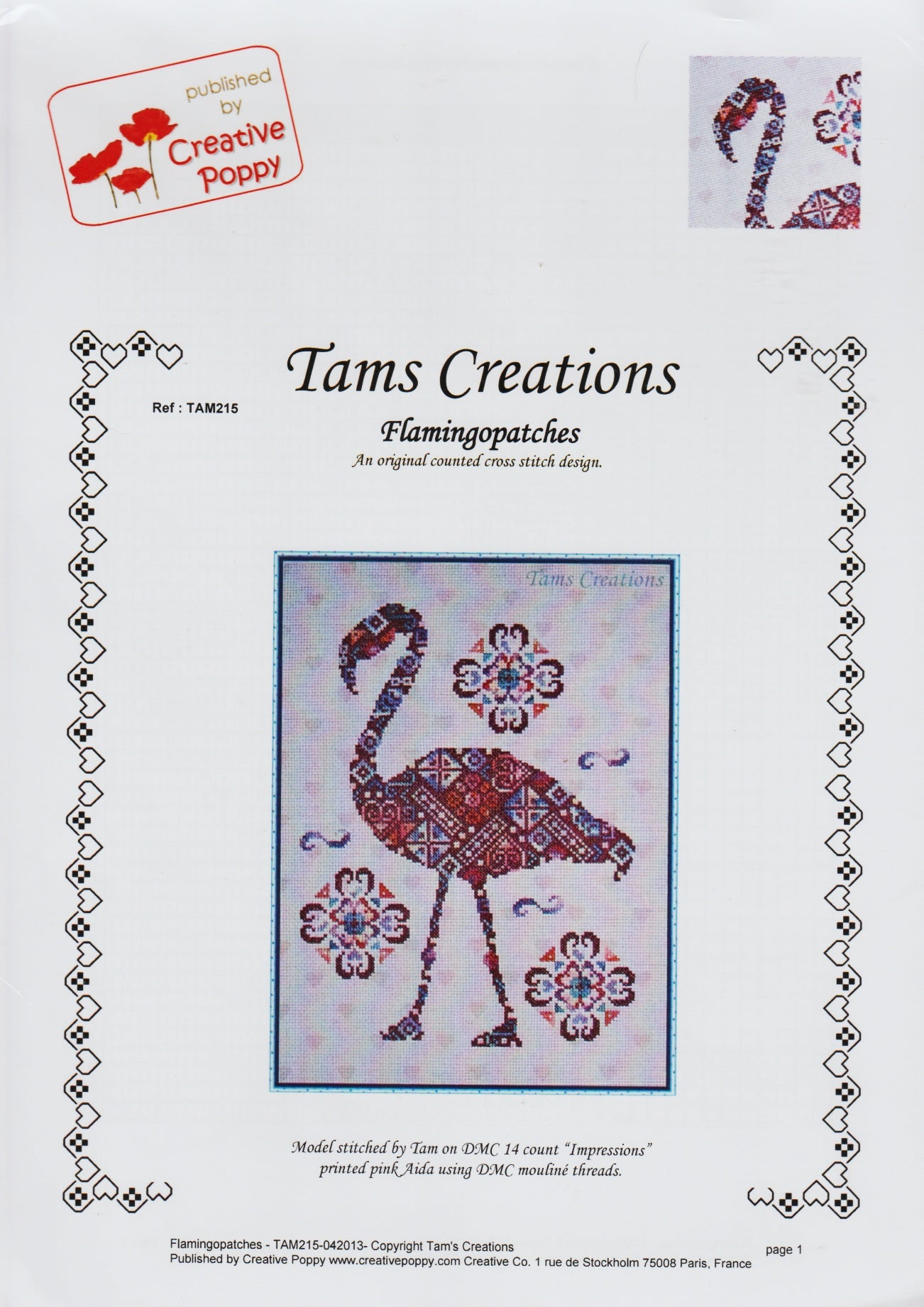 Creatve Poppy Flamingopatches TAM215 cross stitch pattern