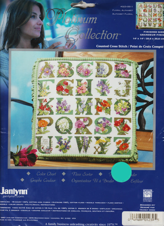 JanLynn Floral Alphabet 023-0511 cross stitch kit