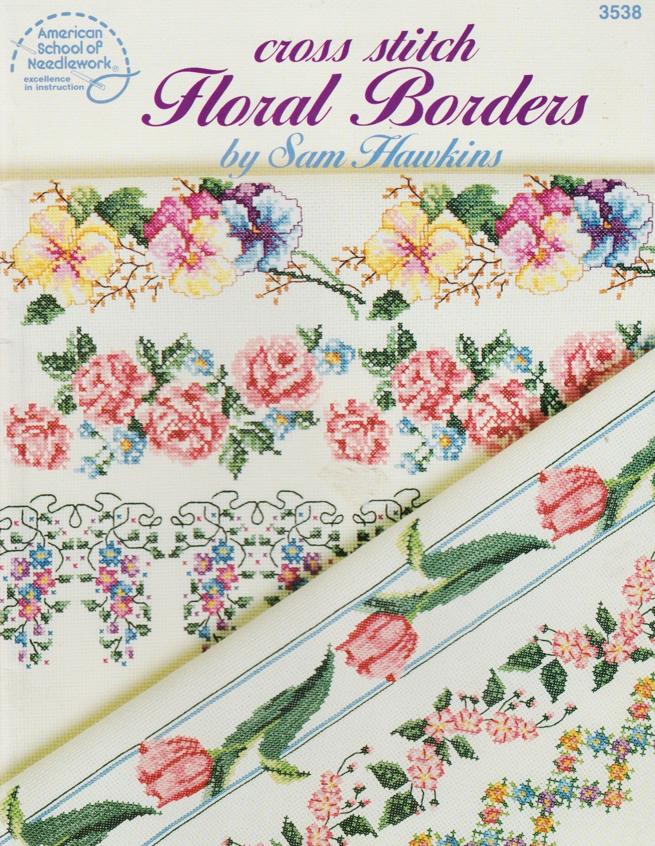 American School of Needlework Floral Borders 3538 cross stitch pattern