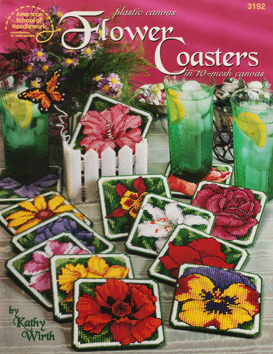 American School of Needlework Flower Coasters 3192 plastic canvas pattern