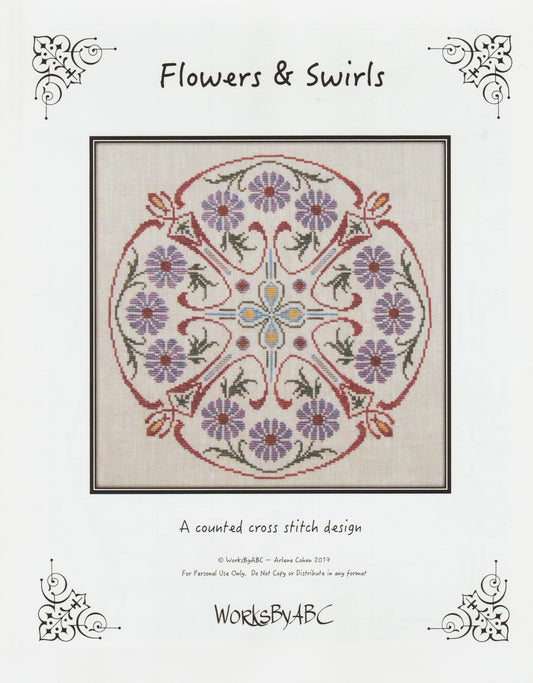 WorksByABC Flowers & Swirls cross stitch pattern