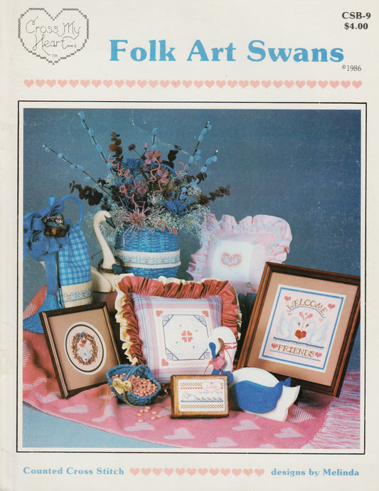 Cross My Heart Folk Art Swans CSB-9 cross stitch pattern