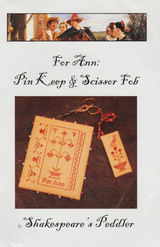 Shakespeare's Peddler For Ann: Pin Keep & Scissor Fob cross stitch pattern