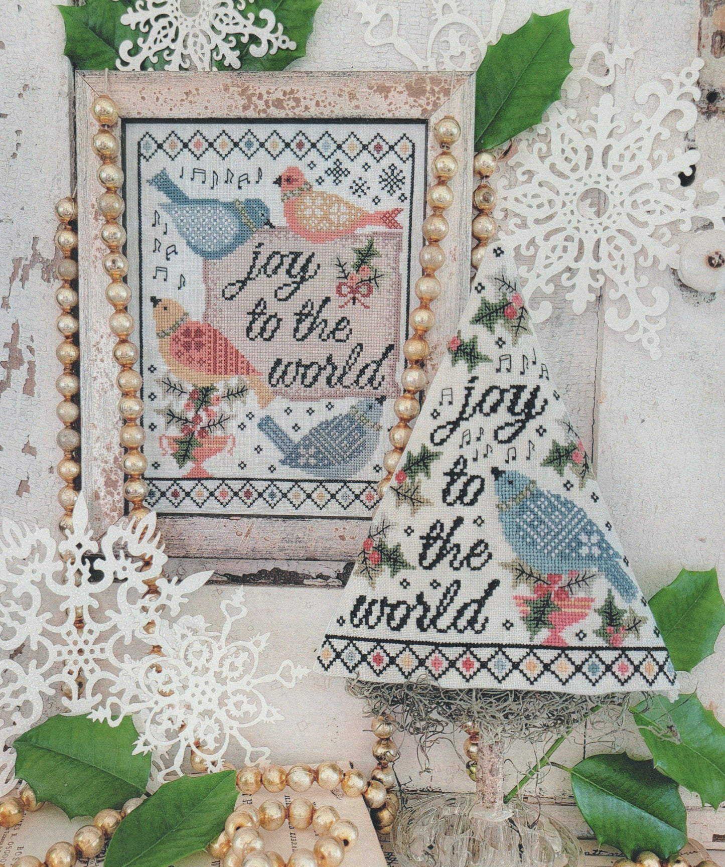 Hello from Liz Mathews Fourth Day of Christmas cross stitch pattern