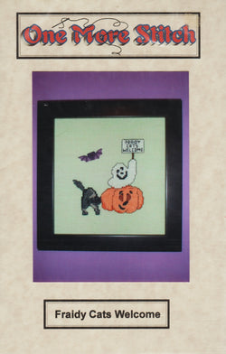One More Stitch Fraidy Cats Welcome halloween cross stitch pattern