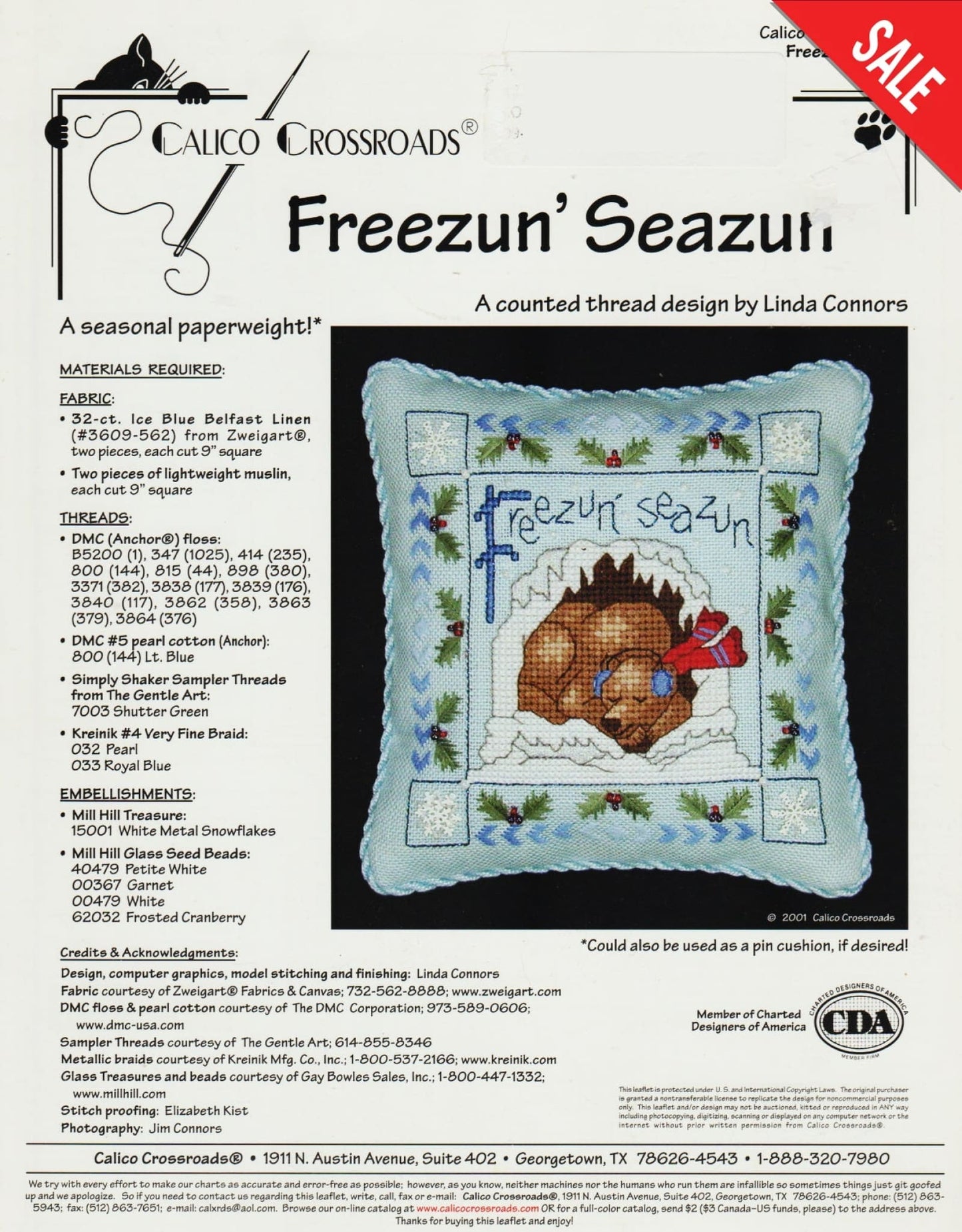 Calico Crossroads Freezun' Seazun polar bear cross stitch pattern