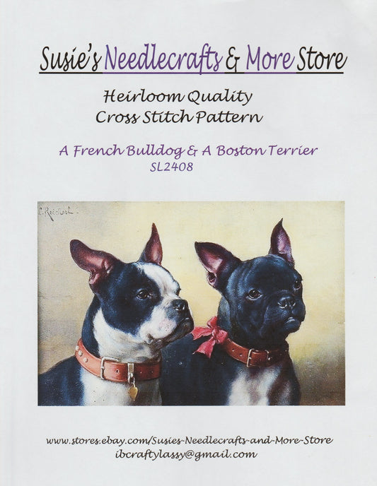 Susie's Needlecraft French Bulldog & Boston Terrier SL2408 cross stitch pattern