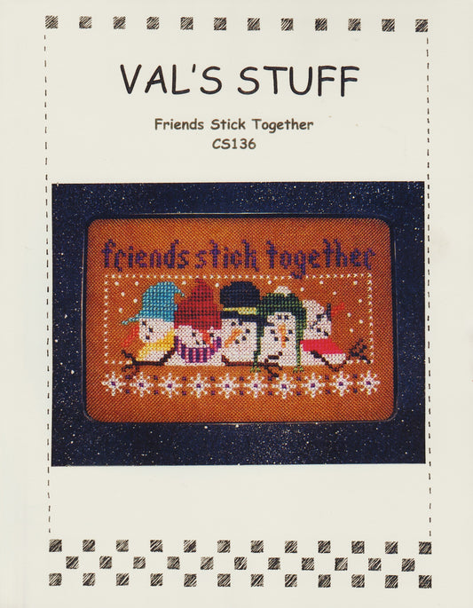 Val's Stuff Friends Stick Together CS136 snowman cross stitch pattern