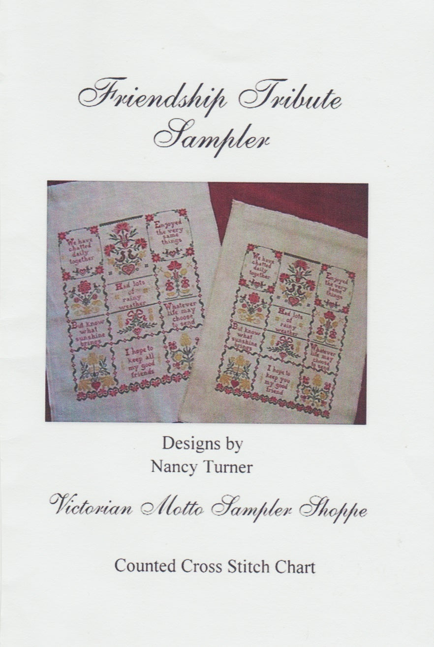 Victorian Motto Sampler Shoppe Friendship Tribute Sampler cross stitch pattern