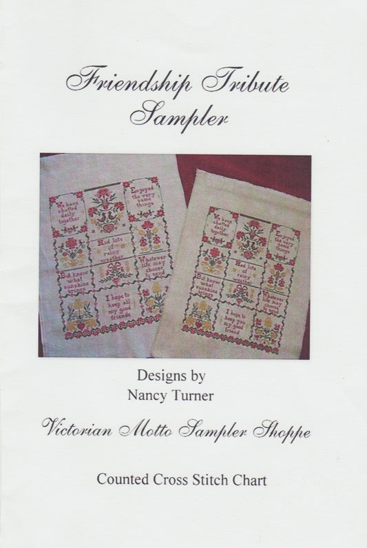 Victorian Motto Sampler Shoppe Friendship Tribute Sampler cross stitch pattern