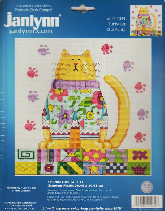 JanLynn Funky Cat 021-1034 cross stitch kit