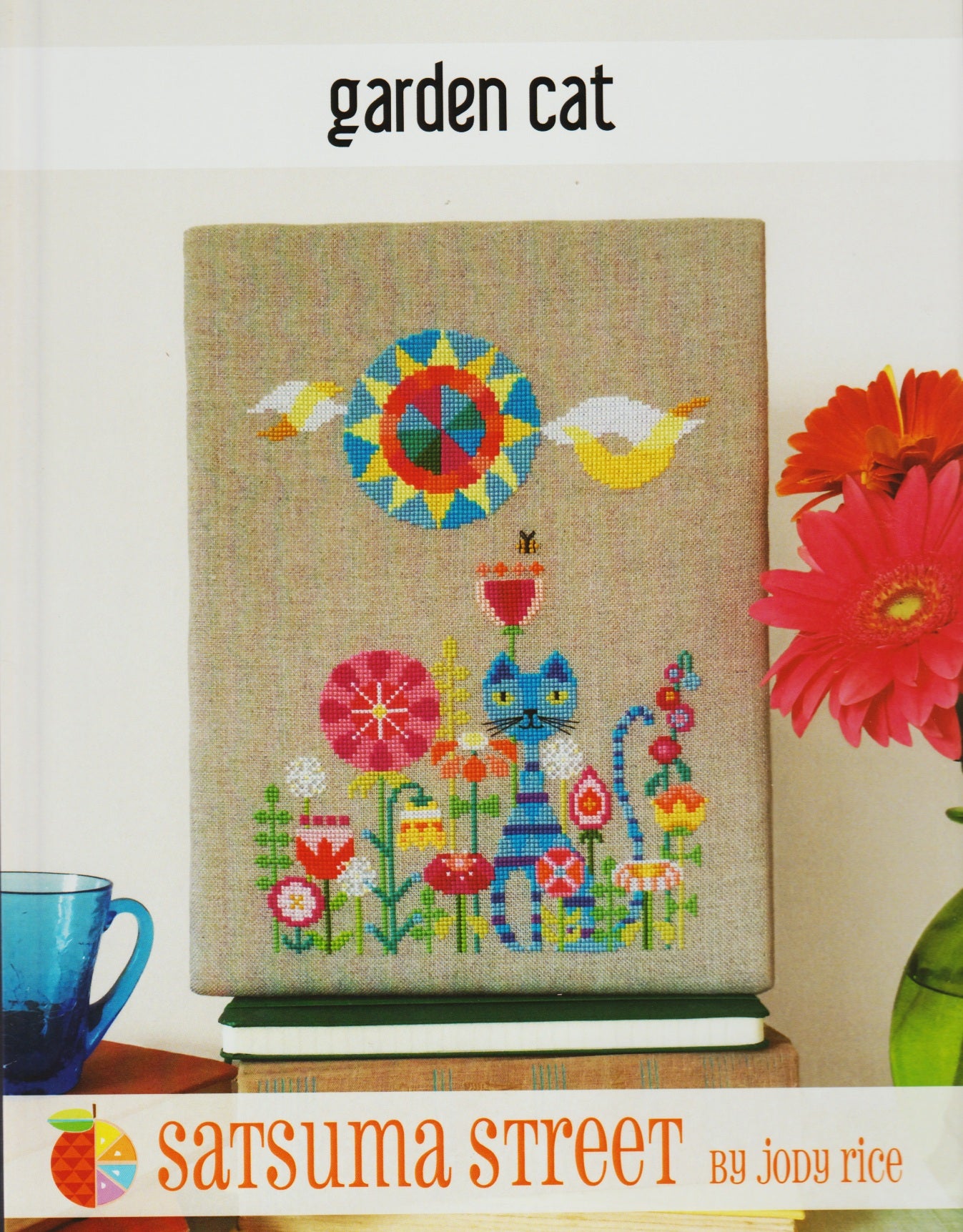 Satsuma Street Garden Cat cross stitch pattern