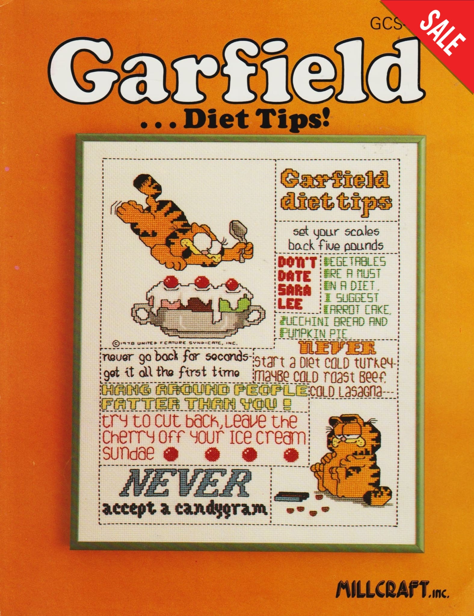 Millcraft Garfield Diet Tips cross stitch pattern