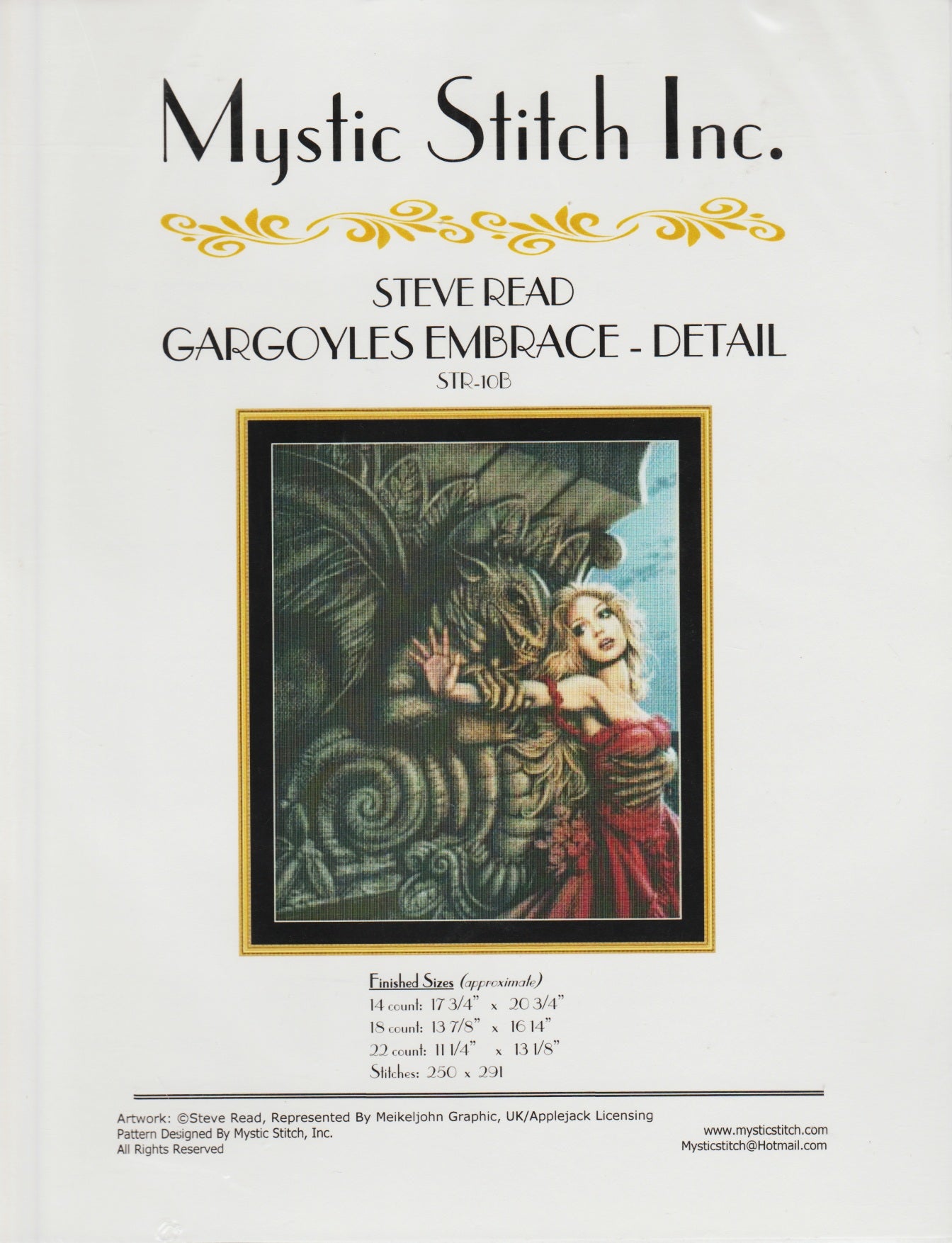 Mystic Stitch Gargoyles Embrace - Detail STR-10B Fantasy cross stitch pattern