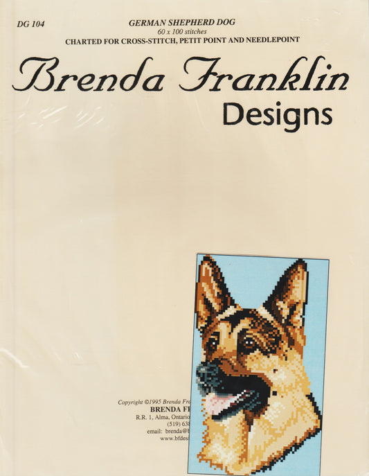 Brenda Franklin Designs German Shepherd DG104 dog cross stitch pattern