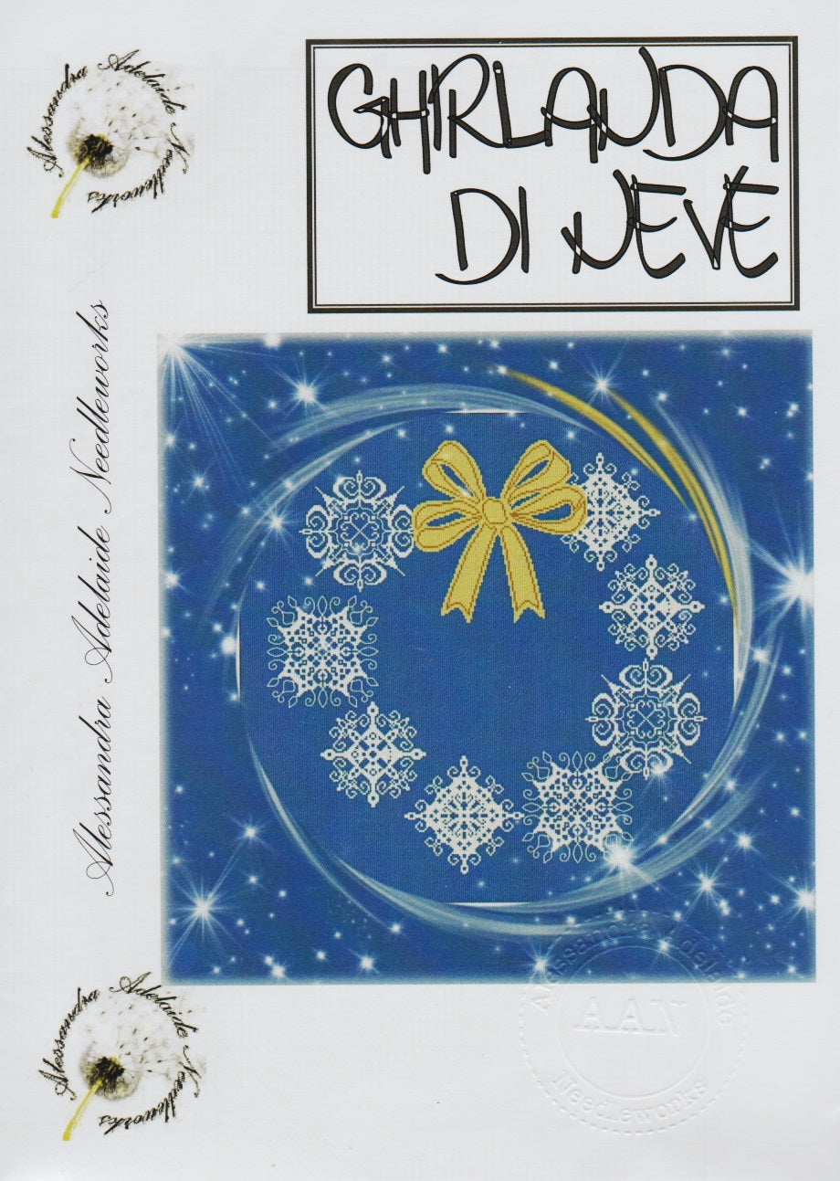 Alessandra Adelaide Ghirlanda Di Neve AAN292 christmas snowflake wreath cross stitch pattern