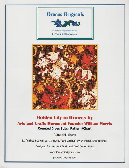 Orenco Originals Golden Lily In Browns cross stitch pattern