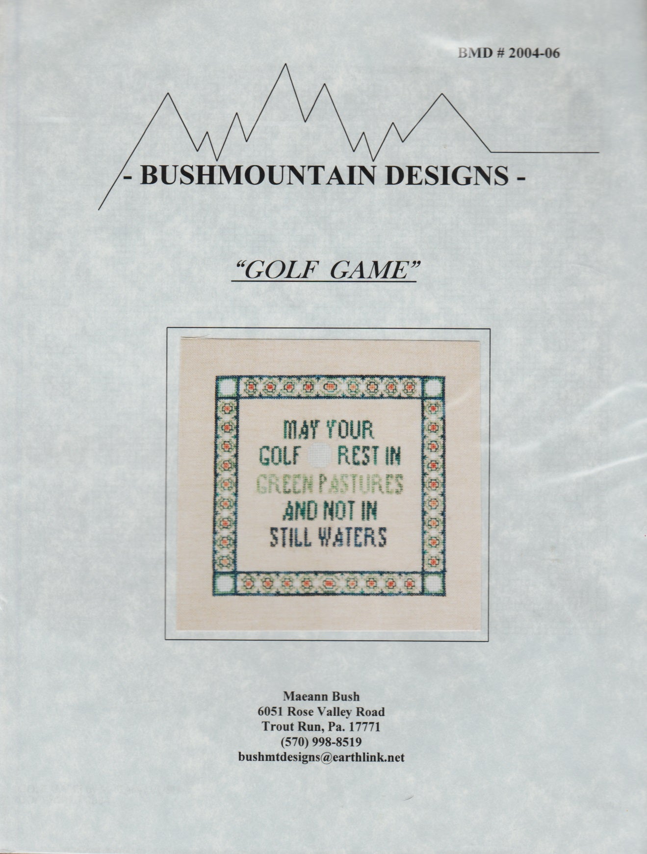 BushMountain Designs Golf Game cross stitch pattern