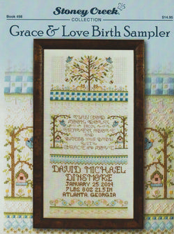 Stoney Creek Grace & Love Birth Sampler BK498 baby cross stitch pattern