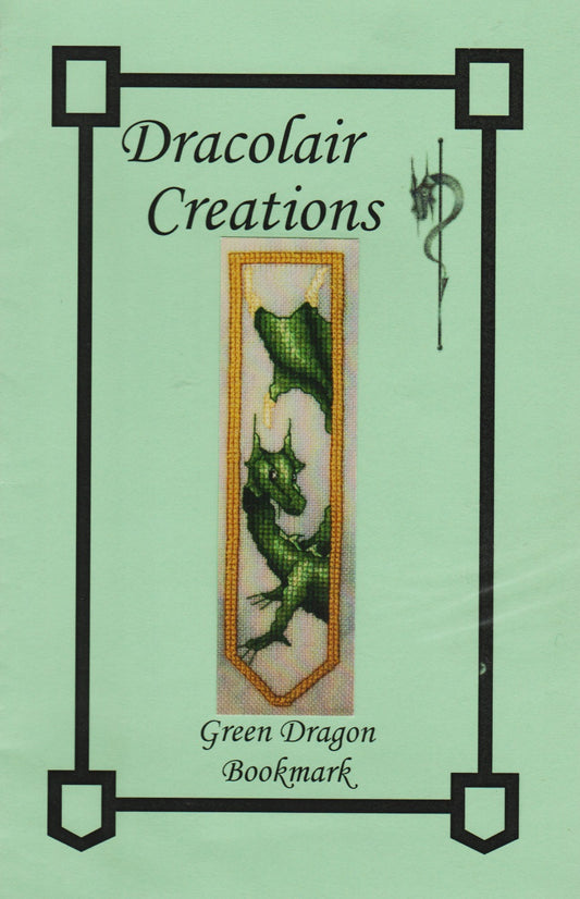 Dracolair Creations Green Dragon Bookmark cross stitch pattern