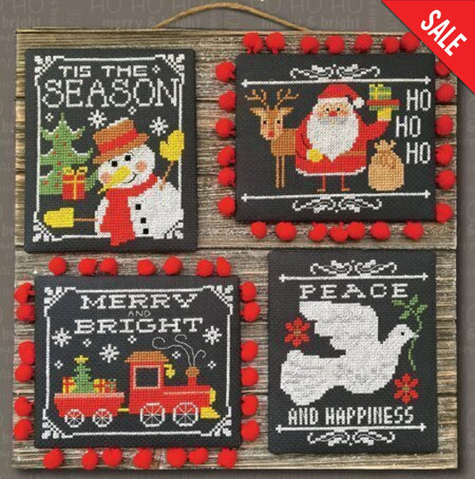 Tiny Modernist Greetings - Chalkboard Christmas cross stitch pattern