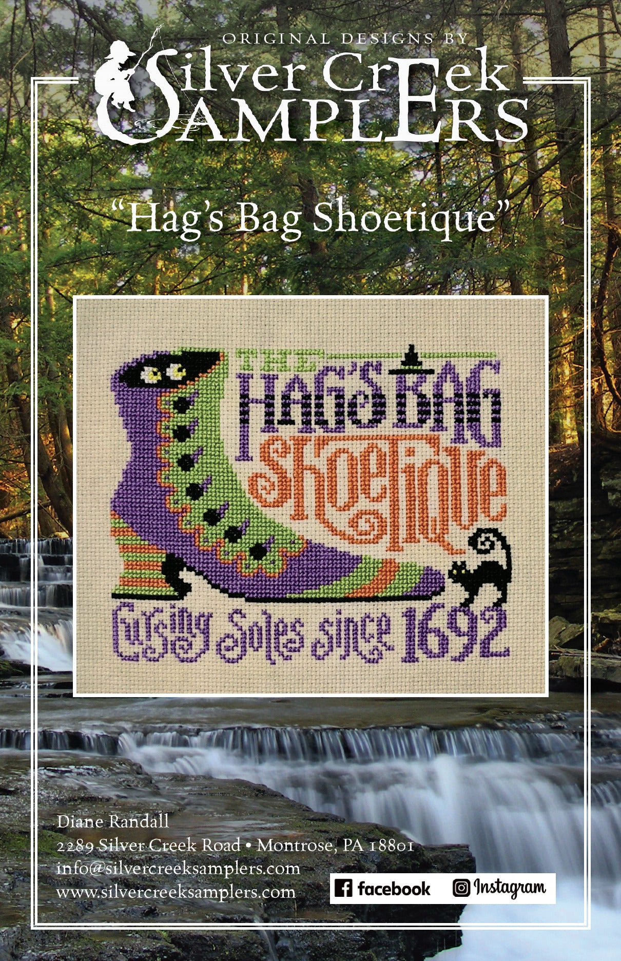 Silver Creek Samplers Hag's Bag Shoetique halloween cross stitch pattern