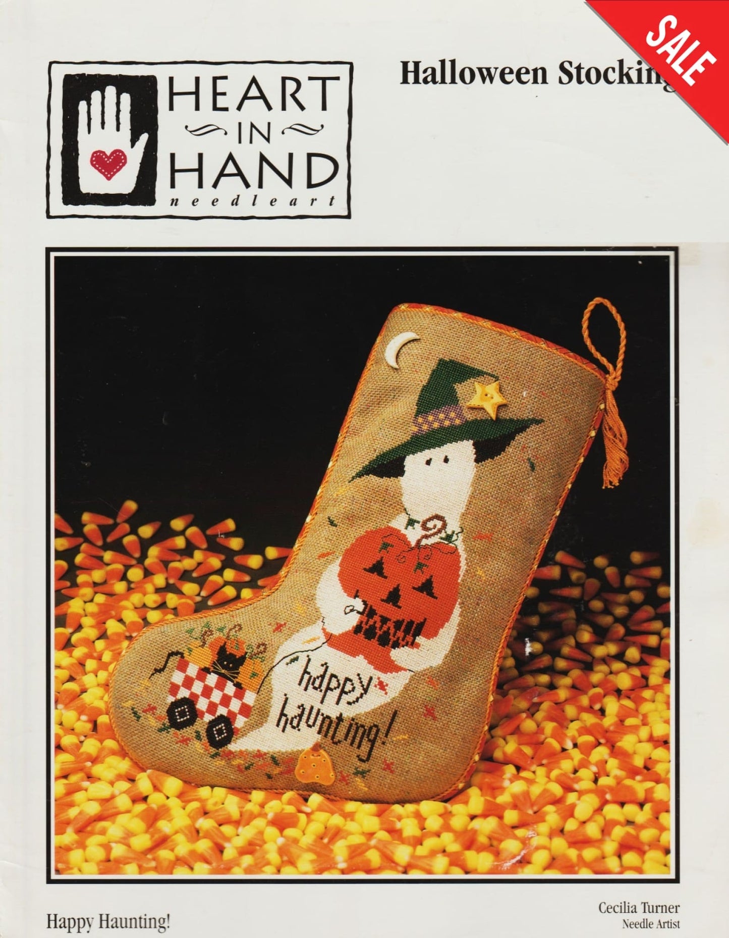 Heart In Hand Halloween Stocking cross stitch pattern