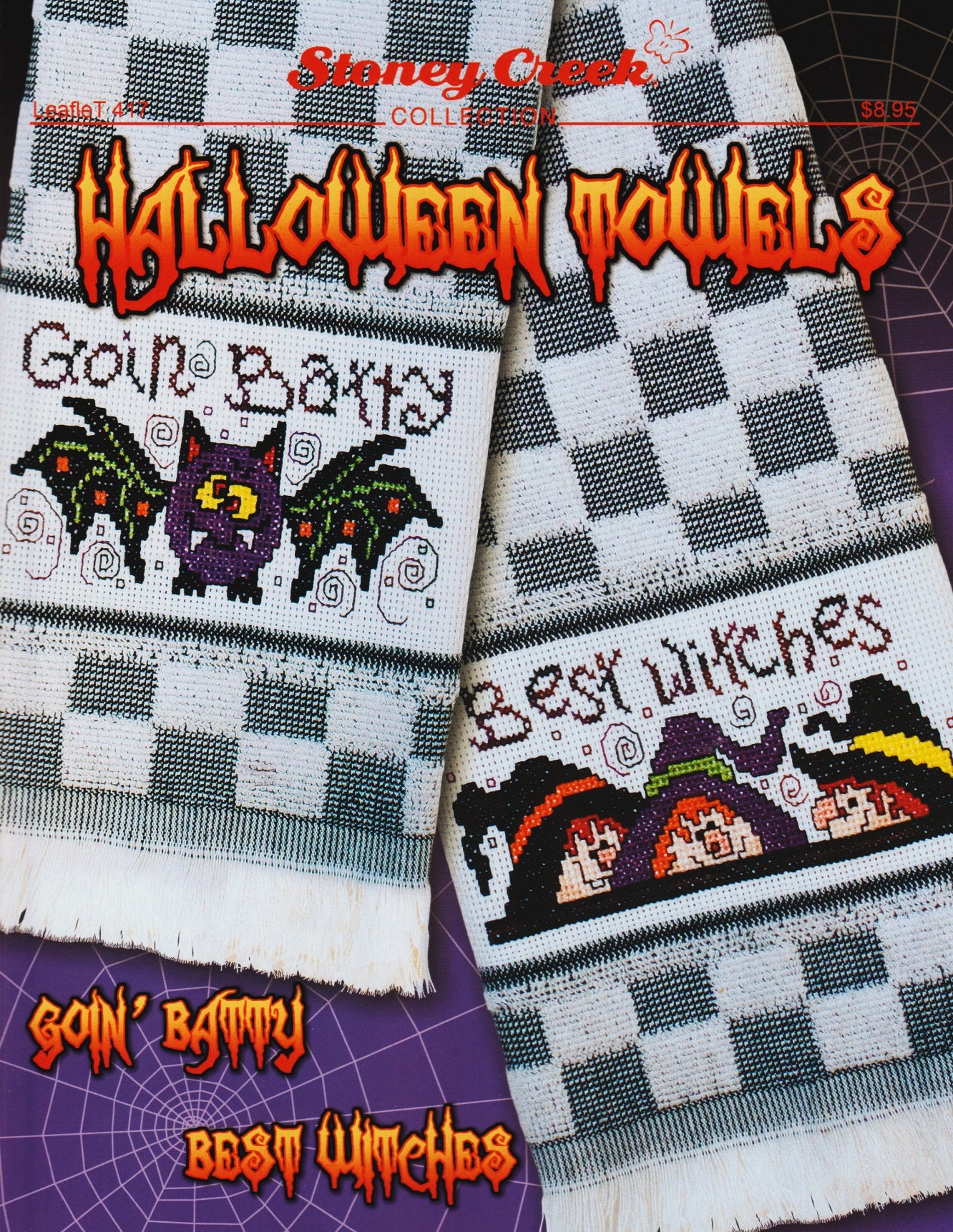 Stoney Creek Halloween Towels LFT417 cross stitch pattern