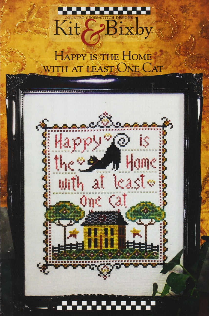 Kit & Bixby Happiness is the Home with at least One Cat cross stitch pattern