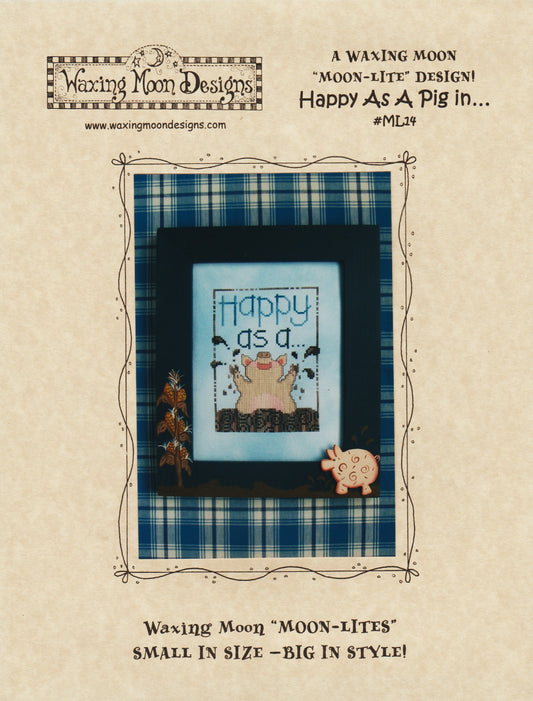 Waxing Moon Happy As A Pig In ML14 cross stitch pattern
