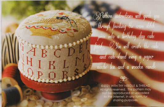 With Thy Needle & Thread Happy Birthday America Patriotic cross stitch pattern
