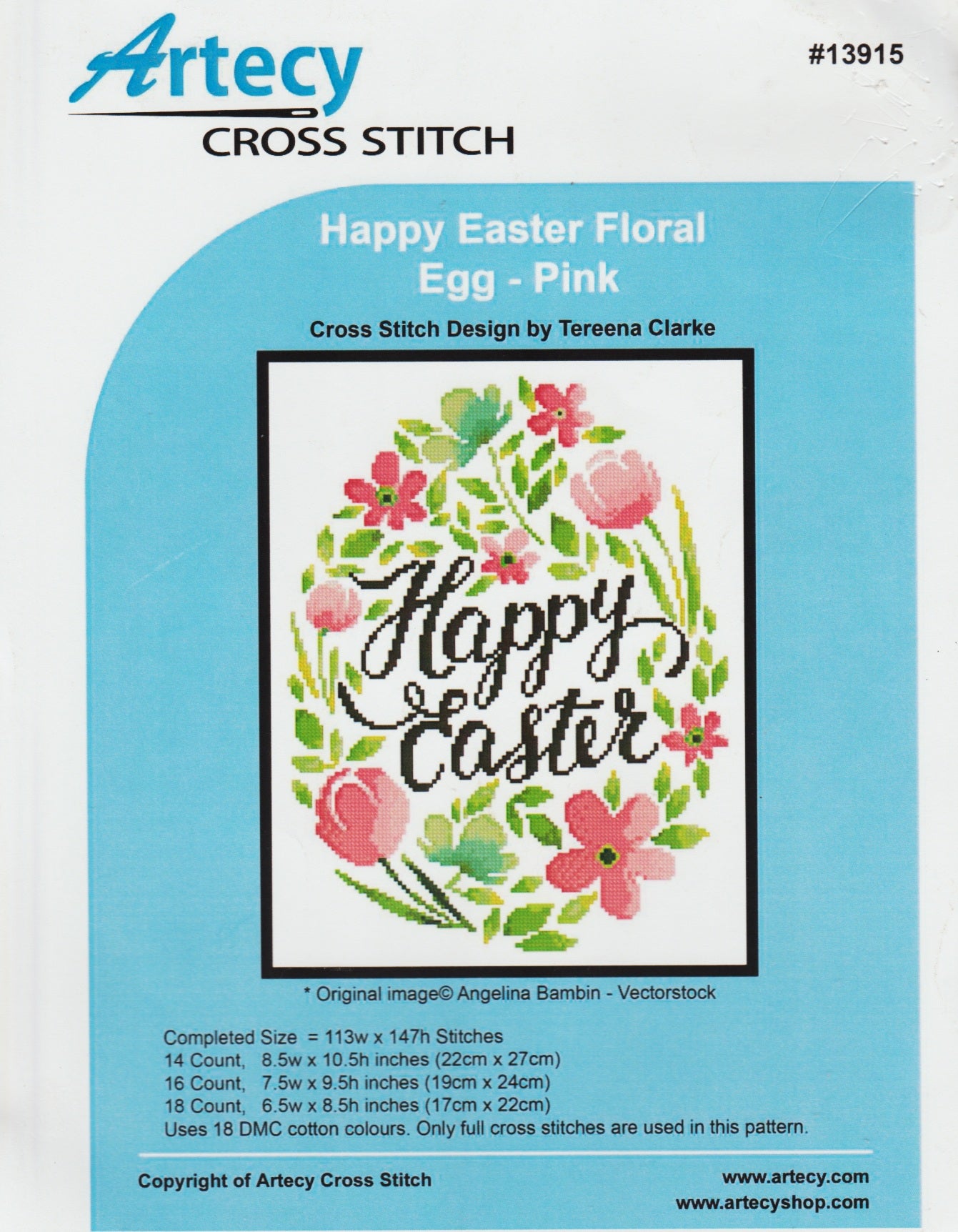 Artecy Happy Easter Floral Egg - Pink 13915 cross stitch pattern